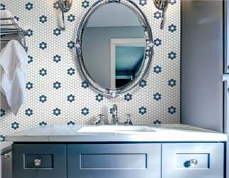 Mosaic-Backsplash Bathroom | De/Mar Design Studio