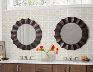 Porcelain-Backsplash Bathroom tile | De/Mar Design Studio